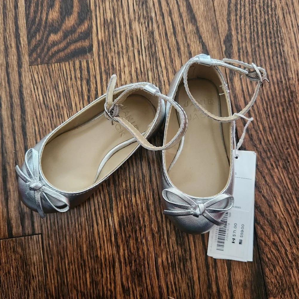 Janie and Jack Metallic Ankle Strap Bow Ballet Flat